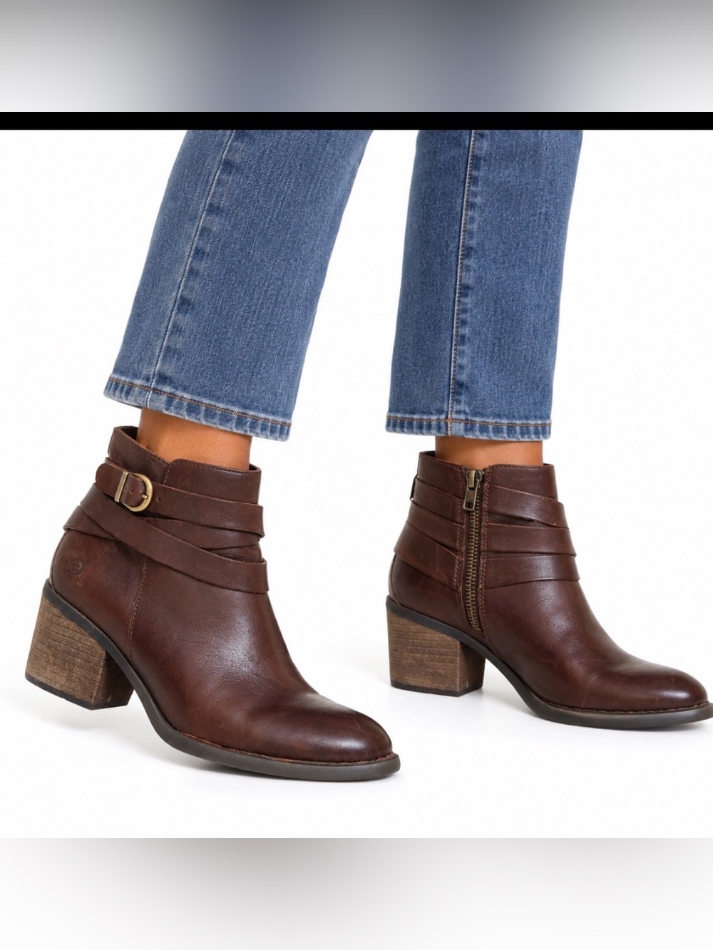 Born Payton leather ankle boots 8.5 brown boho western fall winter travel work
